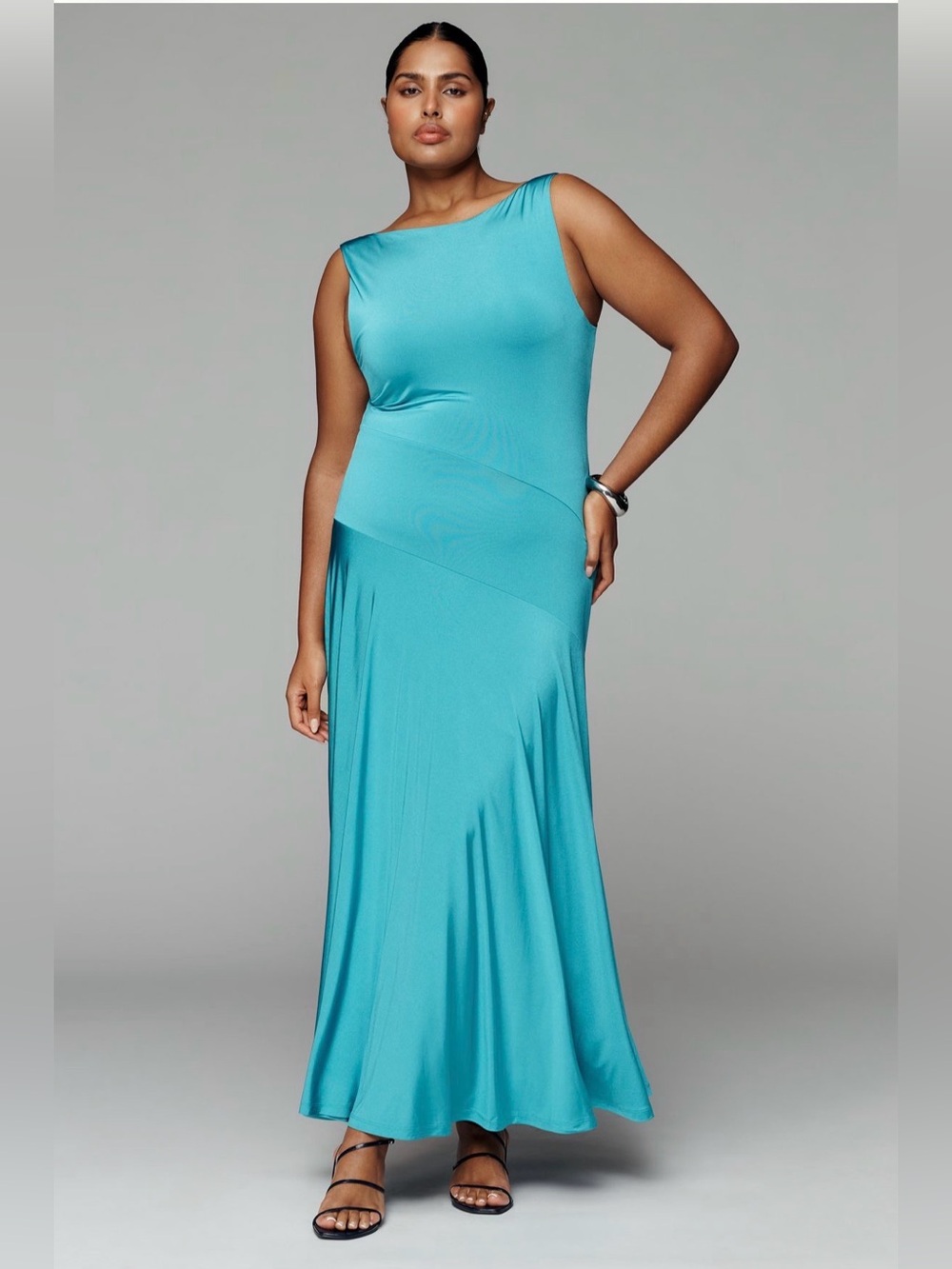 Anthropologie Sleeveless Boatneck Drop-Waist Maxi Dress